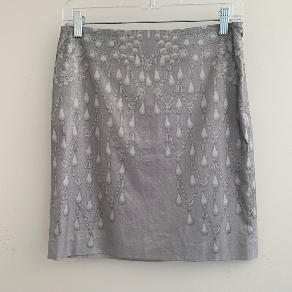 Marc Cain Metallic Bead Print Mini Skirt Sz 1 XS Quiet Luxury